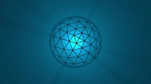 Glowing object in an abstract geometric polygonal structure. Seamless loop. Stock Footage 153053256