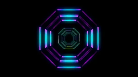 Glowing octagonal looping 3D geometric UI shape Stock Footage 79080344