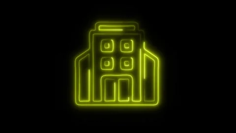Glowing Office Building Icon in HD Video Neon Animation 스톡 동영상 304555640