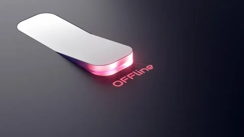 Glowing offline red rolor indicator switch on dark background Stock Footage 292099321