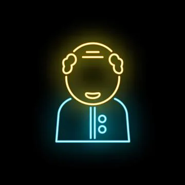 Glowing old man avatar neon outline icon イラスト素材