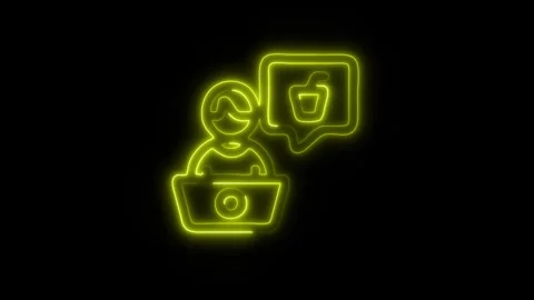 Glowing Online Service Icon in HD Video Neon Animation Vídeo Stock 304555336