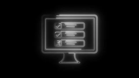 Glowing online survey form on computer screen with checks and cross neon styl 스톡 동영상 308903254