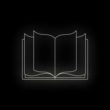 Glowing open book outline on dark background Stock-Illustration