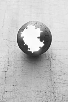 Glowing opening in puzzle sphere Illustrazione stock