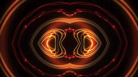 Glowing orange abstract shapes on black background with concentric circles. Stock Footage 336700209