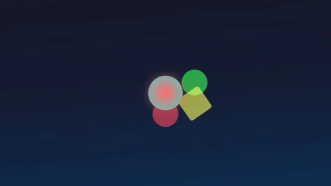 A glowing orange and light blue orb centered against a dark blue background 库存影片 335117416