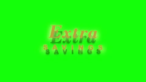 Glowing orange and yellow text Extra Savings with shadow effect on green sc.. 動画素材 336365143