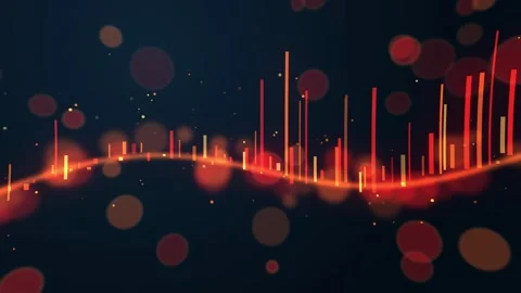 Glowing Orange Audio Equalizer Wave and Financial Chart with Bokeh Vidéo 347777016