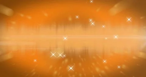 Glowing orange backdrop showing center light band at digital stage, with white Stock Illustration