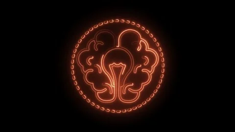 Glowing orange brain with lightbulb inside creative idea and innovation conce Stock Footage 316674325