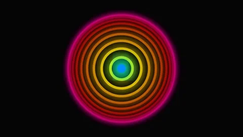 A glowing orange circle surrounded by a soft pink aura on a black background Video stock 335117542