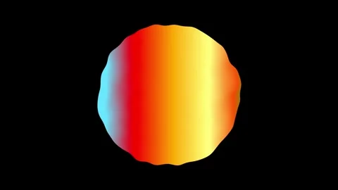 Glowing orange circles with blue edges float on a solid black background Stock Footage 331746416