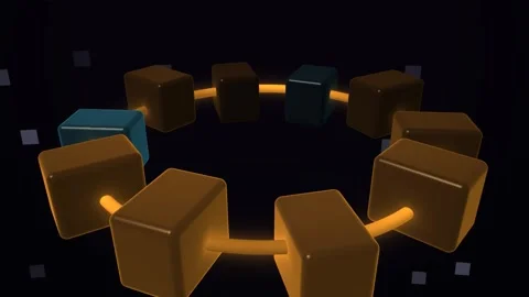 Glowing Orange Connected Cubes Seamless Loop Stock Footage 340552321