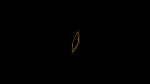 A glowing orange diamond shape outline centered on a solid black background Video stock 335117659