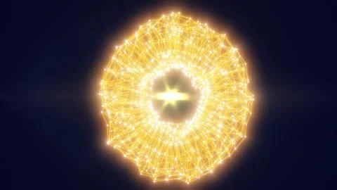 Glowing orange digital ring with sharp intersecting lines and a radiant cen.. Stock Photos