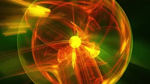 Glowing Orange Energy Light Trails and Abstract Sphere Animation Background 스톡 동영상 345953337