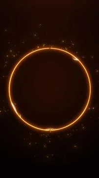 Glowing orange energy ring with floating particles on dark background, abst.. Stock Illustration