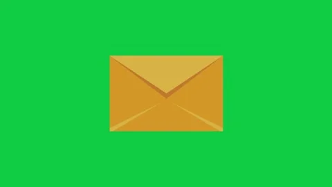 A glowing orange envelope icon on a green screen for emails. Stock Footage 299045419