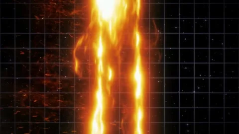 Glowing orange flames on a grid background Stock Footage 337533855