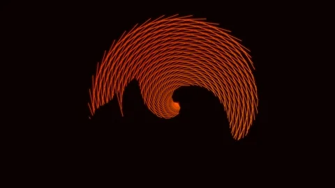 Glowing orange geometric circle spinning and morphing Stock Footage 345617754