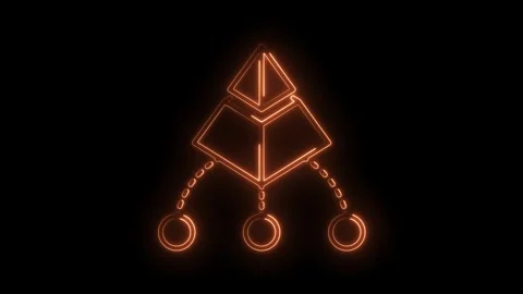 Glowing orange hierarchical network animation on black background elegant d.. Stock Footage 316674085