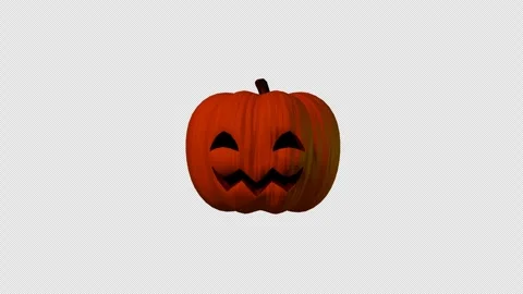 A glowing orange jack o lantern rotates slowly Видео 343542937