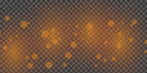 Glowing orange light spots on transparent background Stock Illustration