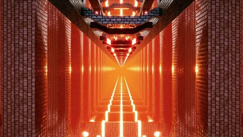 Glowing Orange Light Tunnel Motion Loop Stock Footage 159876518