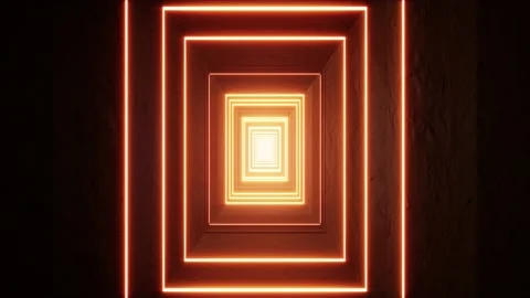 Glowing Orange Light Vertical Rectangle Shape Tunnel VJ Loops Video stock 201201551