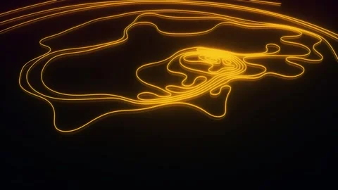 Glowing orange lines shape abstract spiral on dark background footage Stock Footage 327522268