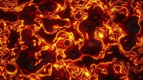 Glowing Orange Magma Texture Animation with Swirling Molten Fluid Motion. Looped Stock Footage 341316158