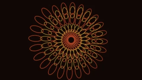 Glowing Orange Mandala Patterns Rotating on Black Background Video stock 342589623