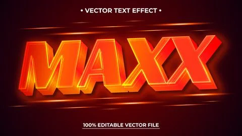 Glowing Orange Maxx Text Effect Vector Graphic Stock Illustration