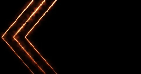 Glowing Orange Neon Arrows on Black Background Stock Footage 337087543