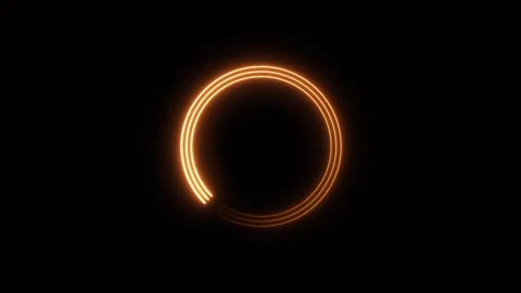 Glowing orange neon circle frame loader animation on a dark background Stock-Footage 333299342