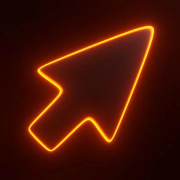 Glowing Orange Neon Cursor Icon on Dark Background Stock Illustration