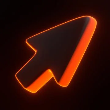 Glowing Orange Neon Cursor Icon on Dark Background Stock Illustration