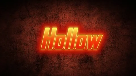 Glowing orange neon hollow text title on dark textured background with lighting Stock Footage 345500162