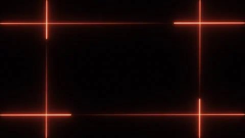 Glowing orange neon lines frame on dark background for text or logos Stock Footage 337352281