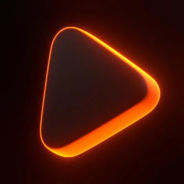 Glowing Orange Neon Play Button Icon on Dark Background Stock Illustration