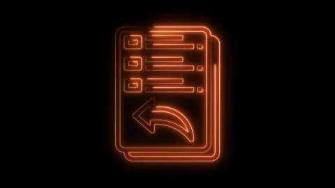 Glowing orange neon send file icon animation on a dark background seamless loop 스톡 동영상 322971690