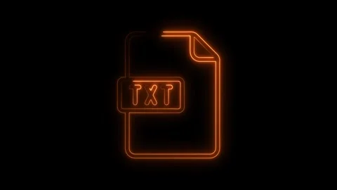 Glowing orange neon T X T file icon animation on black background futuristi.. Stock Footage 314701370