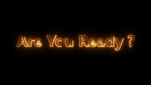 Glowing Orange Neon Text Question Are You Ready Animated Background video Stock Footage 338371784