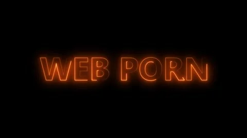 Glowing orange neon text W E B P O R N on black background animated abstrac.. 스톡 동영상 338371758