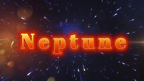 Glowing orange neptune typography floating against dynamic deep space 動画素材 343505659