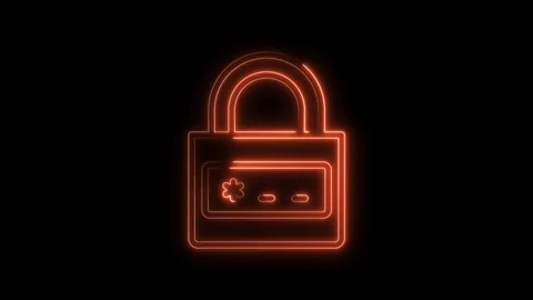 Glowing orange padlock on black background data security and encryption digital Stock Footage 322966868