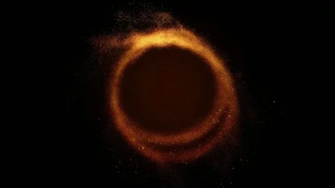Glowing orange particle ring forming abstract circle on black background, d.. 库存影片 342041349