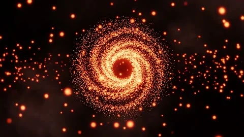 Glowing Orange Particle Spiral Vortex – Abstract Energy Motion Background Stock Footage 345678950