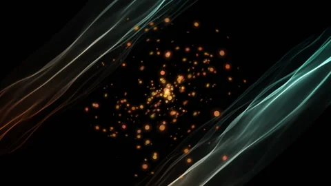 Glowing orange particles circulate on black background in 4k video. Stock Footage 152869240